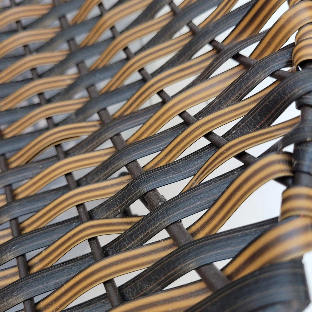 Unbranded Woven Metal Footed Basket Home Decor Brown‎ Black Scroll Handles